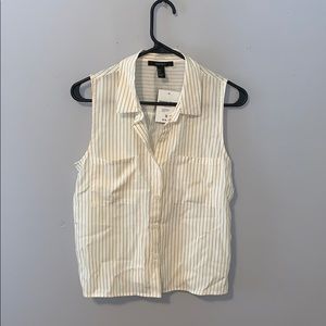 Forever 21 White and Yellow Button Down Tank